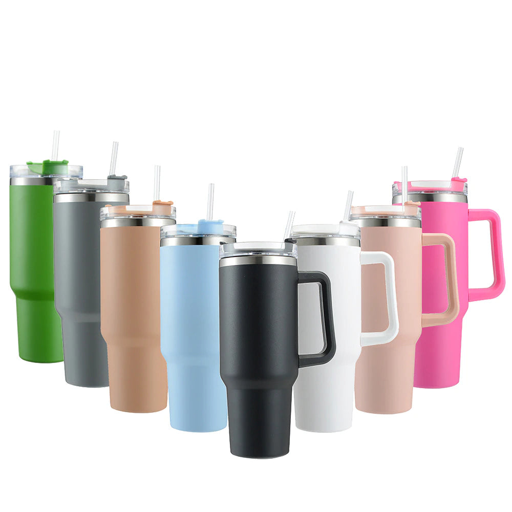 40Oz Mug with Handle Cafe Insulated Tumbler Straw Stainless Steel Coffee Termos Cup In-Car Vacuum Flasks Portable Water Bottle